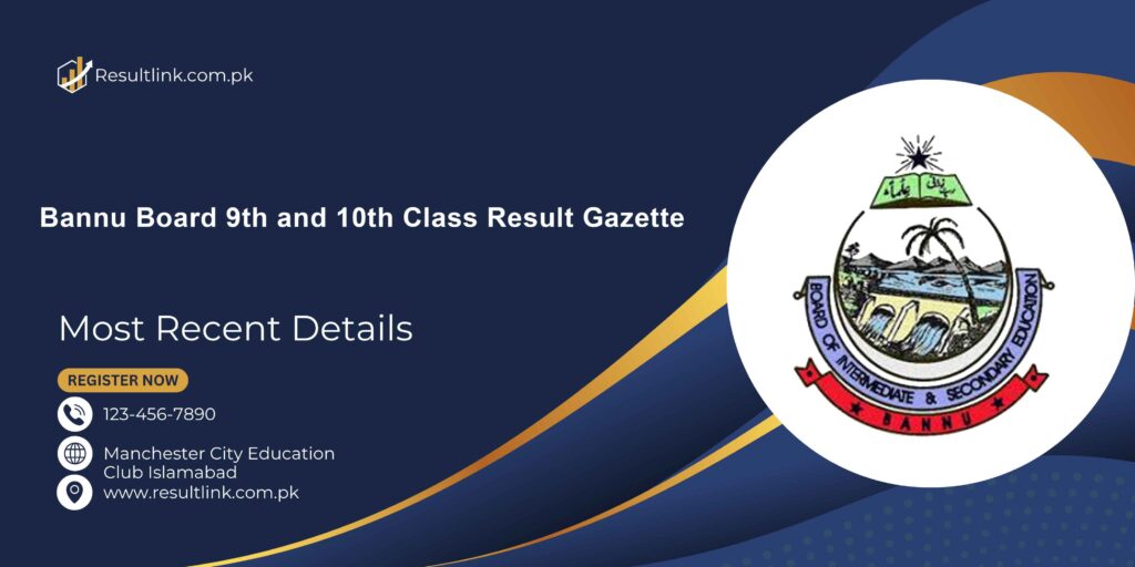 BISE Bannu Board 9th and 10th class result gazette