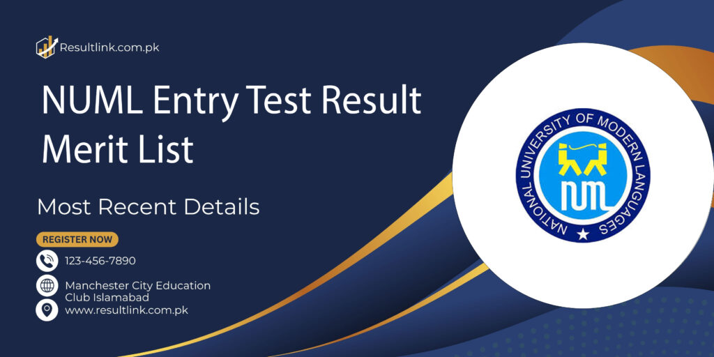NUML Entry Test Result Merit List